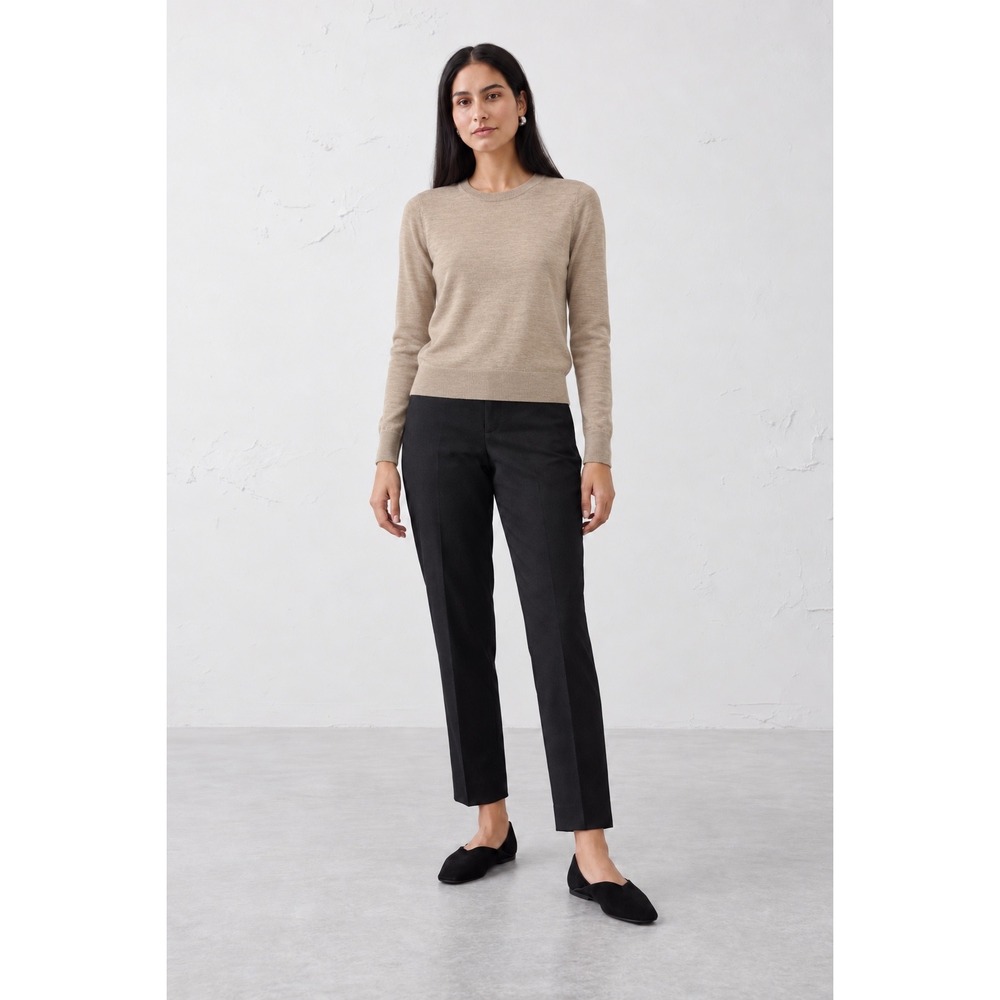 Banana Republic Womens Merino Wool Sweater Size S Tan Crewneck Office Minimalist